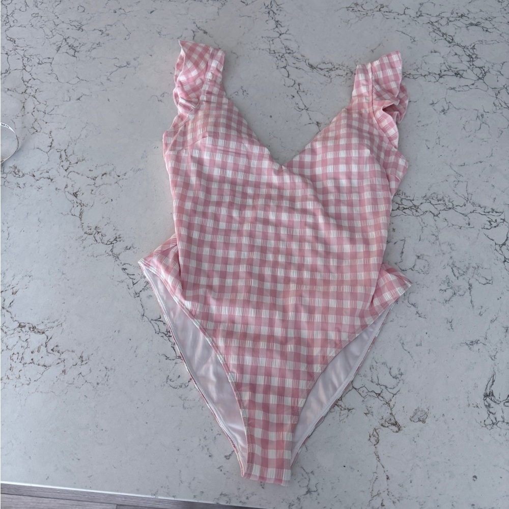 Pink Gingham Southern Tide One-Piece Women’s Swim- M